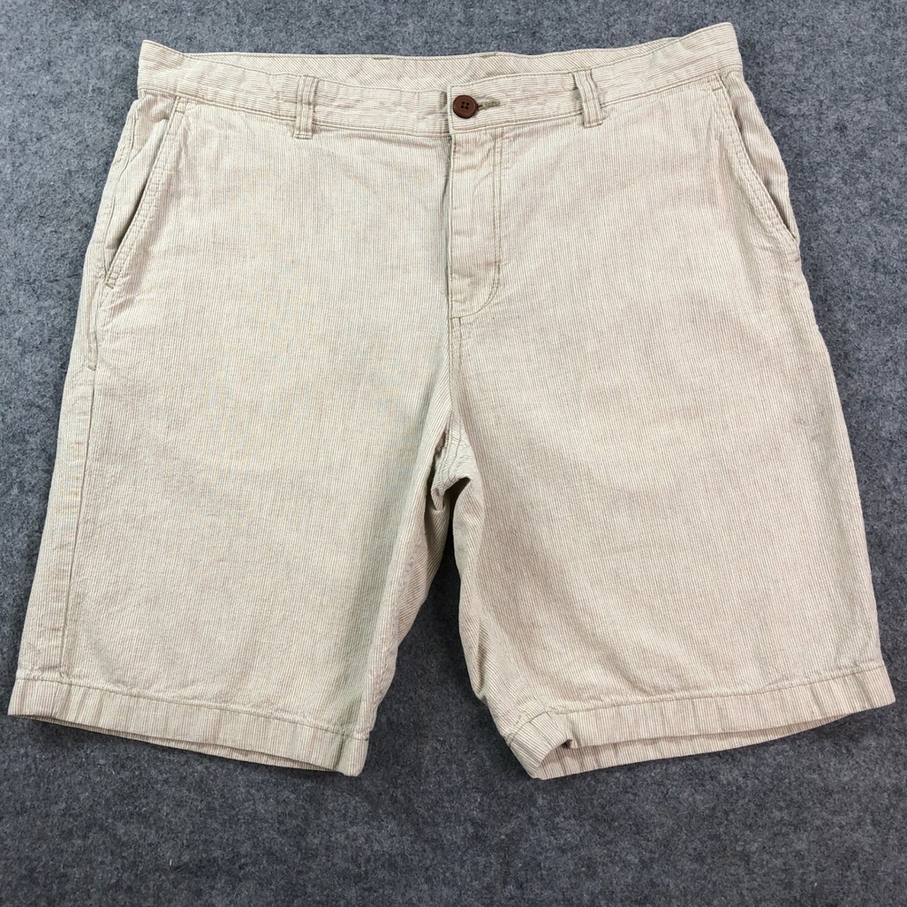Tommy Bahama Mens Shorts 36x9 Beige Striped Linen Cotton Blend Resort Island